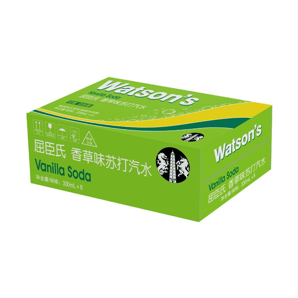 屈臣氏(Watsons)苏打汽水气泡水饮料8罐促销装 香草味 香草330ml*8罐