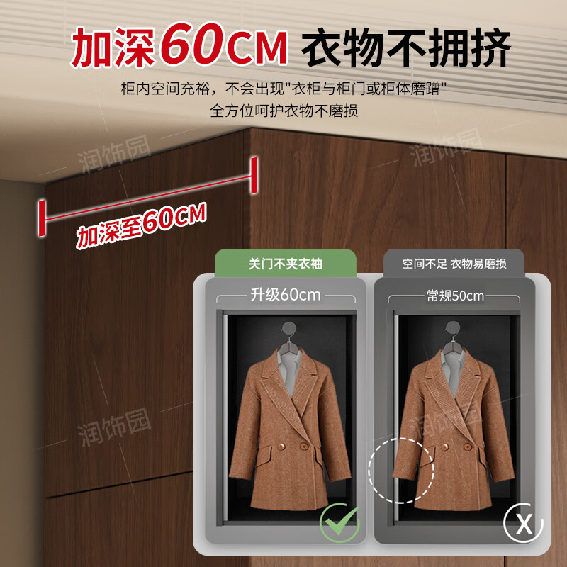 溥畔原木衣柜全实木定制家用卧室柜子橡木儿童出租房用四五门到顶衣橱 2.6米六门衣柜+顶柜[2.4米高]实木+包安装胡 整装