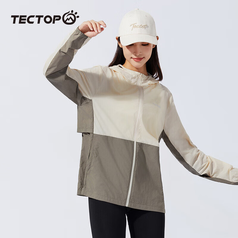 探拓（TECTOP）户外防晒衣男女同款夏季轻薄透气UPF50+防紫外线皮肤衣冰感防晒服 【男女同款】燕麦色/新卡其 S