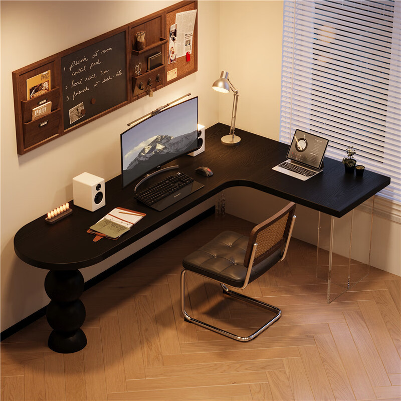 溥畔风转角书桌卧室双人学习桌定制靠墙拐角电脑桌工作台 转角桌220x140cm 宽55x高75cm