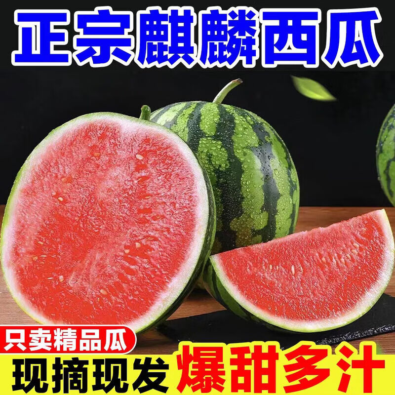 东鲜丰西双版纳西瓜麒麟西瓜正宗美都麒麟瓜冰糖红瓤西瓜当季新鲜水果 净重7-8斤【气柱+泡沫箱】