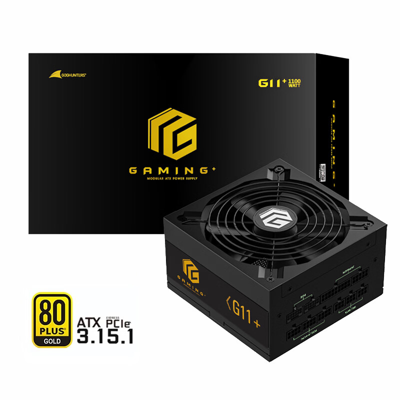 长城（Great Wall）猎金GAMING系列80PLUS金牌全模组全电压机箱主机台式机电脑电源 ATX3.1 G11+1100W金牌 黑 日系电容