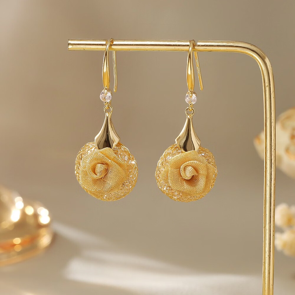 【轻奢气质】玫瑰花朵耳扣时尚精致轻奢耳环大气复古设计感耳饰QC 【玫瑰佳人】赠精美礼盒