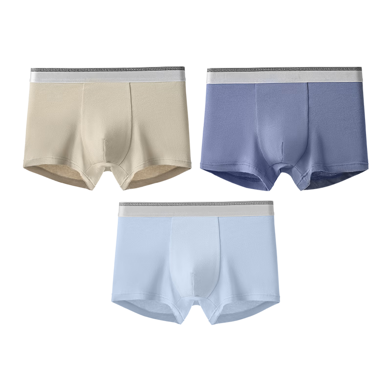 古今10A级抑菌棉底档50支棉质男士平角纯色透气不夹臀四角内裤送礼 香柠色-波斯蓝-冰海蓝 XL (175) 码建议110-130斤