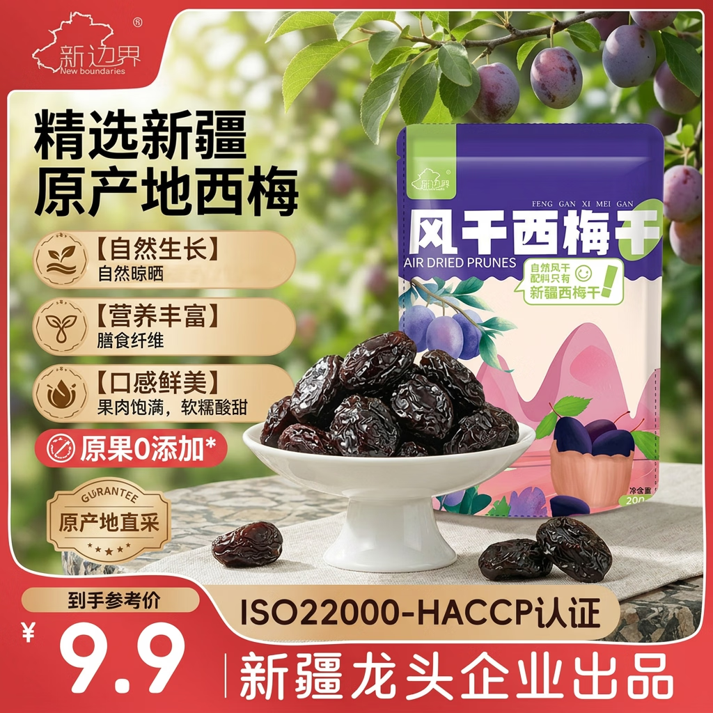 新边界新疆风干西梅干200g 梅子蜜饯果干办公室零食小吃