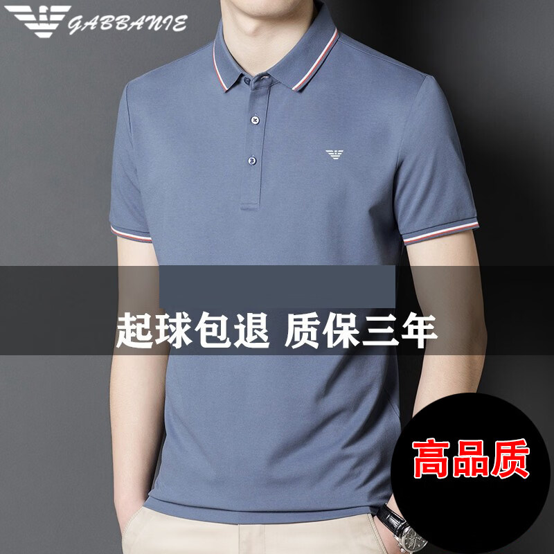 阿玛尼（ARMANI）意大利正品短袖t恤男士夏季新款中青年冰 丝高端翻领Polo衫男高端 十大奢侈品男装国际一线品牌A7809绿色 均码 175140-160斤以下