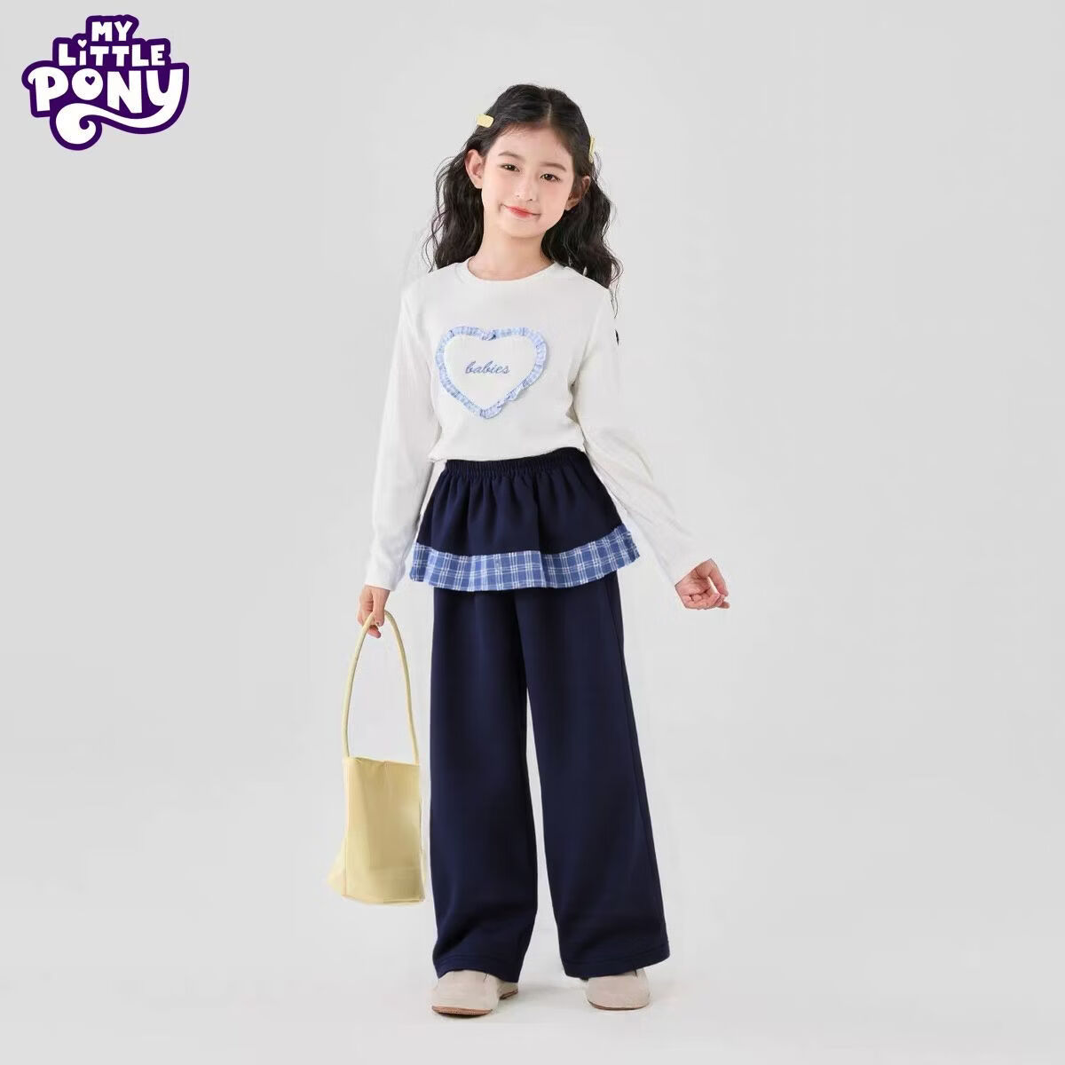 小马宝莉（MY LITTLE PONY）小马宝莉女童屁帘裤2026新款春秋季女孩休闲裤子儿童洋气阔腿裤潮 藏青色 130 建议120-130cm