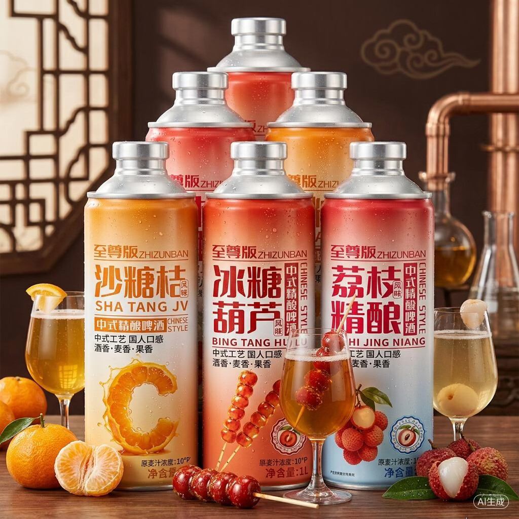 烈狐精酿啤酒 山东国货 大麦小麦 全麦酿造 果啤 正品 送礼 家庭聚会 果味混合精酿 1L 6瓶 整箱装 三种口味各两瓶