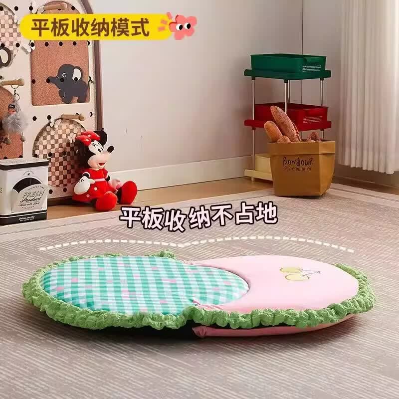 溥畔地上坐垫沙发折叠座椅床上靠背椅卧室飘窗小沙发椅 羊羔绒面料（黄色）可旋转