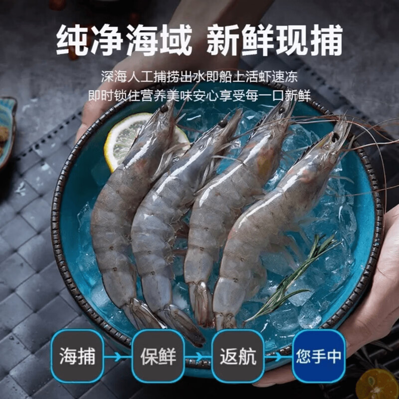 连海肴国产海捕大虾 青虾对虾白虾基围虾 鲜活冷冻超大虾类烧烤食材 气冻大虾 3斤(净重)  15-18cm【单冻 超大号】