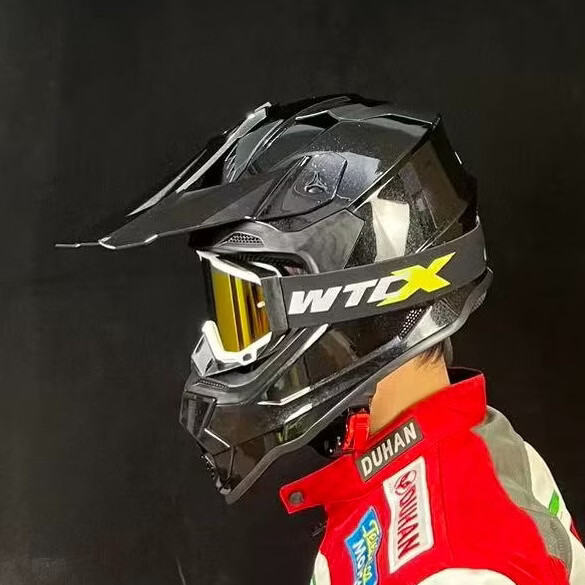WTCX越野盔头盔拉力山地骑行摩托车全盔男女机车四季通用新国标3C 亮黑(WTCX风镜) XXL