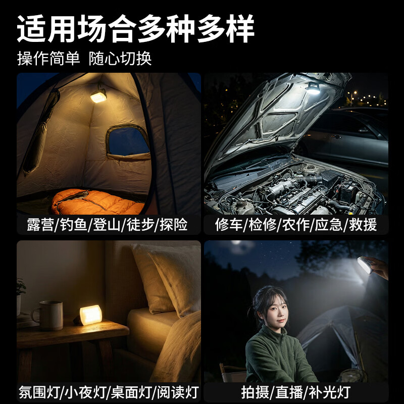 天火强光手电筒户外露营灯手电超长续航迷你充电多功能应急照明灯 4000毫安·四档调色丨电显 磁吸 挂钩 露营灯