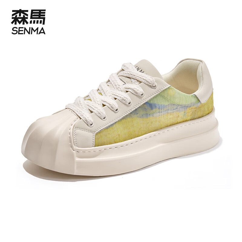 森馬（senma）男鞋贝壳头帆布鞋春夏户外运动鞋低帮板鞋休闲鞋 米绿色 40