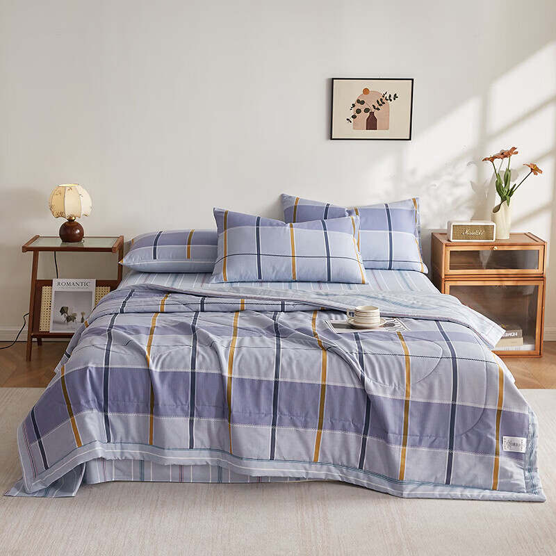 恒源祥被子空调被A类100%棉可机洗柔软印花学生宿舍卧室单双人夏凉被 【全棉A类+新品上市】伊洛 180*200cm【夏被+床单+枕套】