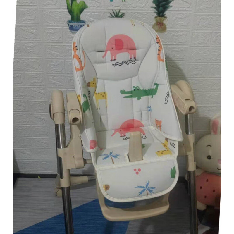 帕利高餐椅座套婴儿椅垫牛津布防水韩式儿童餐椅垫 米白动物园 防水透气耐用牛津