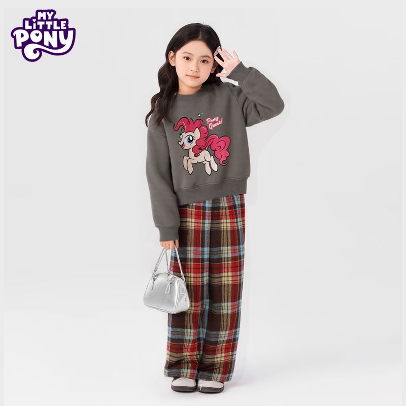 小马宝莉（MY LITTLE PONY）女童卫衣套装2026春秋新款女孩格子阔腿裤中大童洋气两件 格子套装 130 建议115-125cm