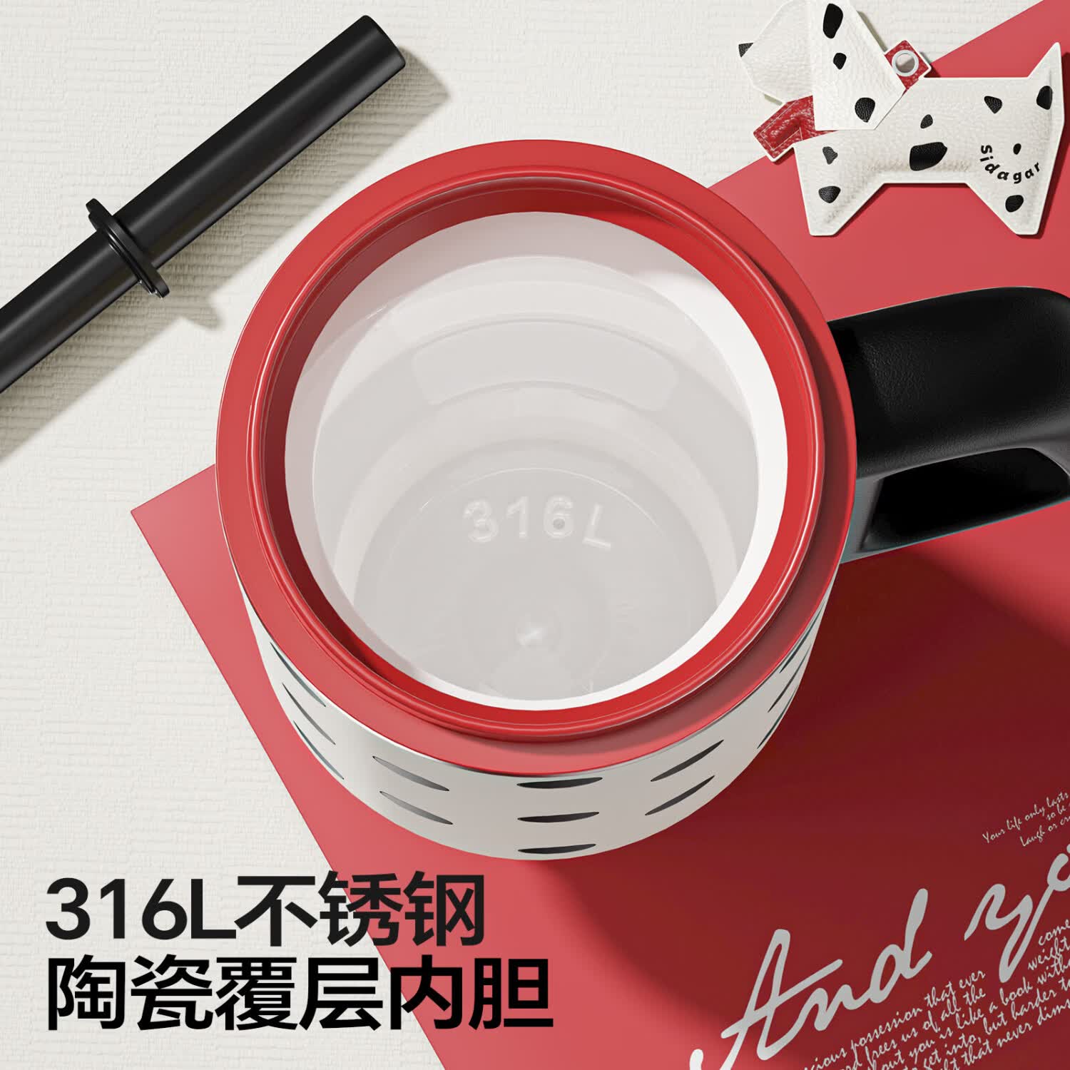 世大家保冰冰霸杯一键秒开保温水杯高颜值学生大容量车载巨无霸健身杯子 斑点波霸【陶瓷覆层内胆+一键开盖+独立茶仓】 1100ML