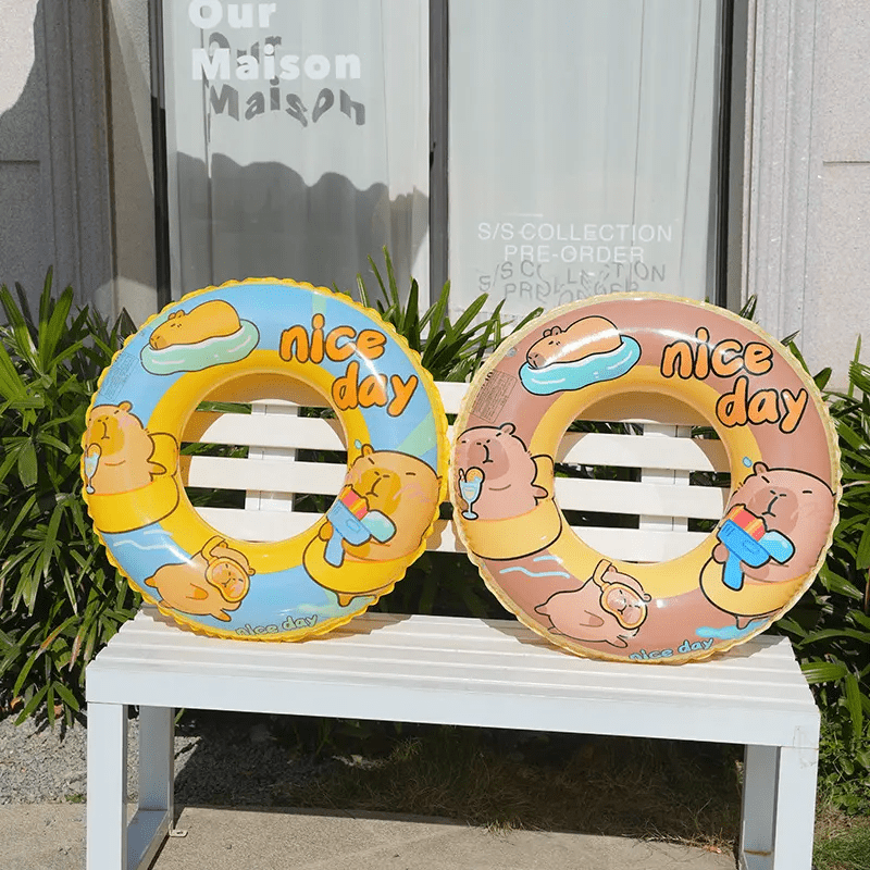 胖东来同款卡皮巴拉游泳圈卡通充气腋下圈印花宝宝加厚救生圈漂浮 卡皮巴拉(蓝色)80#(适合10-15岁 70-9