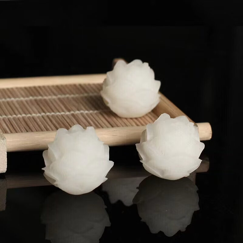 特玺白玉DIY手串项链饰品配件菩提子白菩提根雕刻莲花散珠 大号五层莲花约20MM【10个】 京东折扣/优惠券
