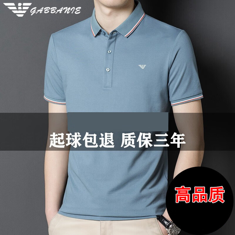 阿玛尼（ARMANI）意大利正品短袖t恤男士夏季新款中青年冰 丝高端翻领Polo衫男高端 十大奢侈品男装国际一线品牌A7809绿色 均码 175140-160斤以下