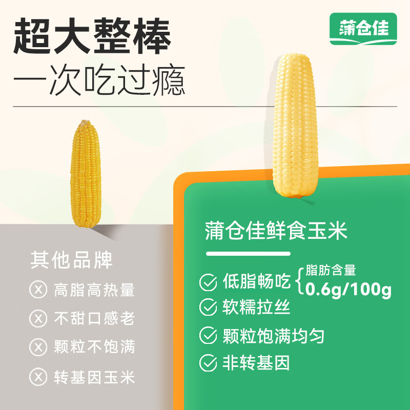 蒲仓佳东北黄糯玉米 头茬苞米软糯拉丝低脂早餐代餐真空锁鲜  【家庭装】甜糯玉米4.2斤（约7-10根）