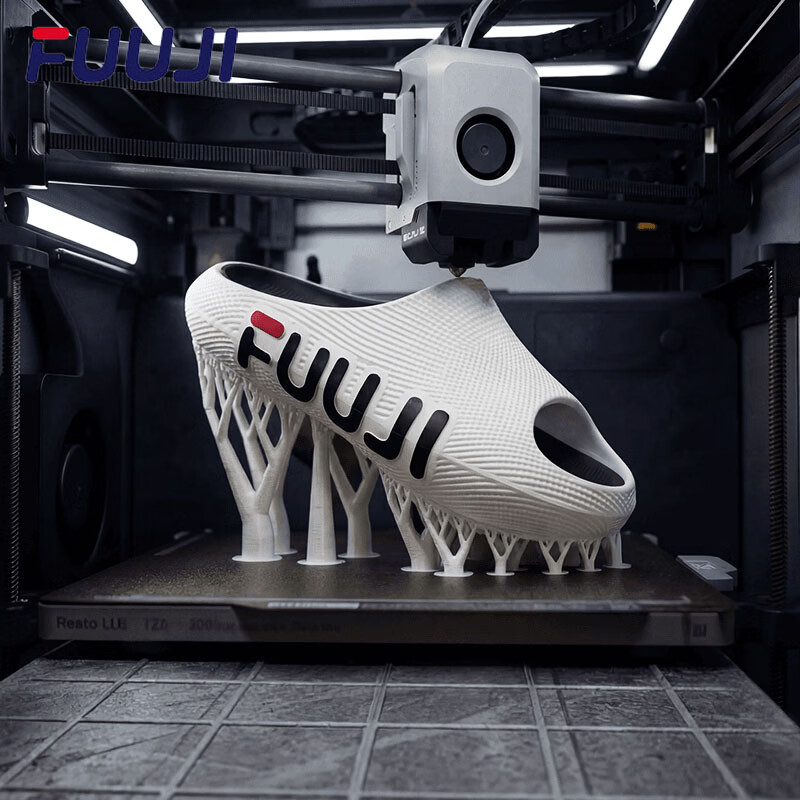 FUUJI科技感3D运动拖鞋男2026新款足弓支撑户外夏季防滑防臭凉拖厚底 白黑 44-45