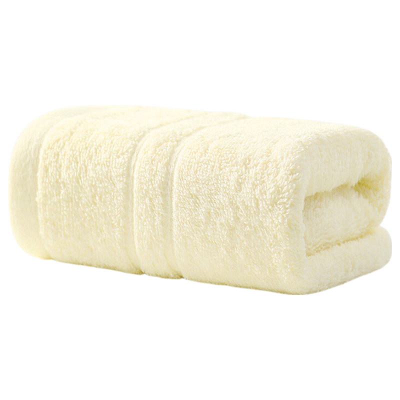 洁丽雅 毛巾成人纯棉洗脸洗澡全棉舒适柔软新疆长绒棉加厚吸水情侣面巾 素色-淡黄 1条