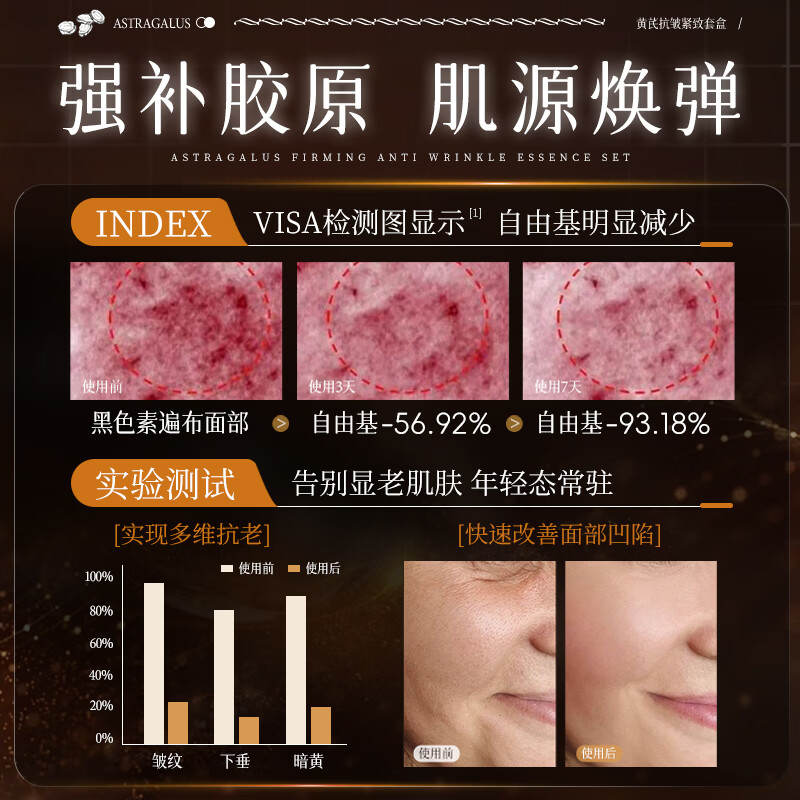 黄芪霜官方旗舰店正品送礼礼物抗皱紧致淡化细纹补水保湿滋养套装新升级 六件套【全方面套装】