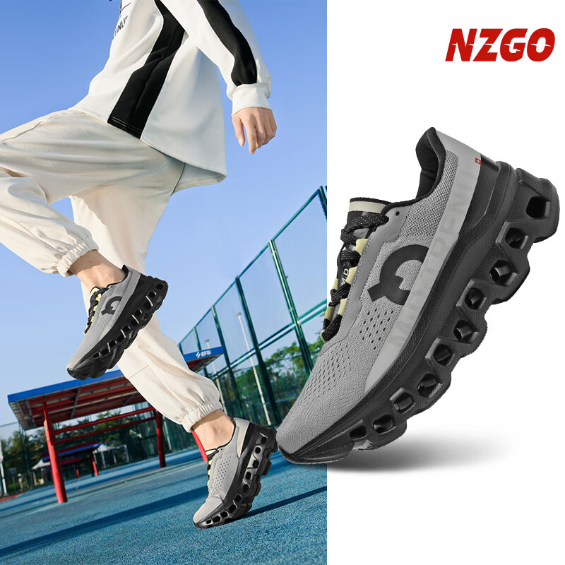 品牌断码运动鞋透气网面跑步鞋轻量舒适潮流怪兽鞋缓震男士休闲鞋 NZ-紫灰绿 43