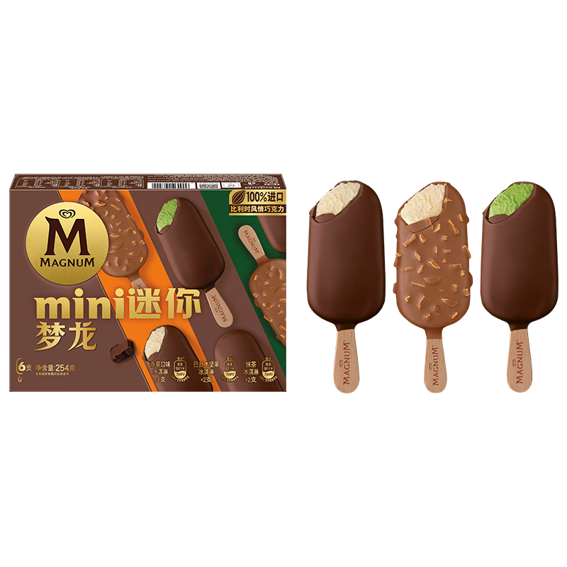 梦龙迷你梦龙三重口味香草+巴旦木+抹茶 6支装 254g