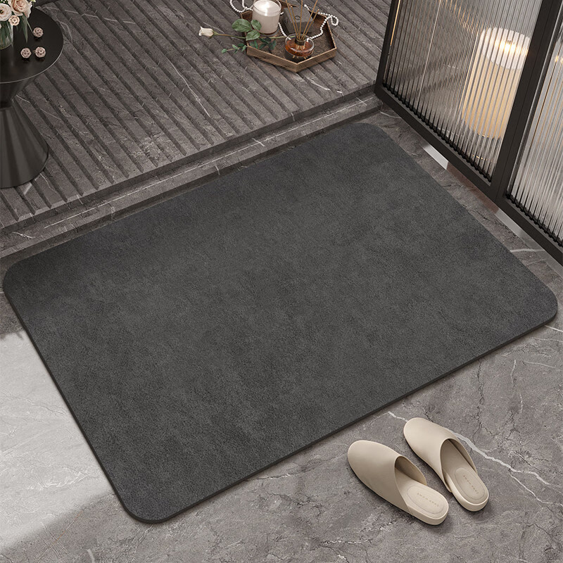 DONOYA 多罗亚浴室硅藻泥卫生间地垫浴室门口吸水地垫卫生间门口吸水防滑垫脚垫 斑驳-黑-方形圆角【升级加厚硅藻泥4mm丨吸水免擦 40cm*60cm 【瞬间吸水 脚过即干】