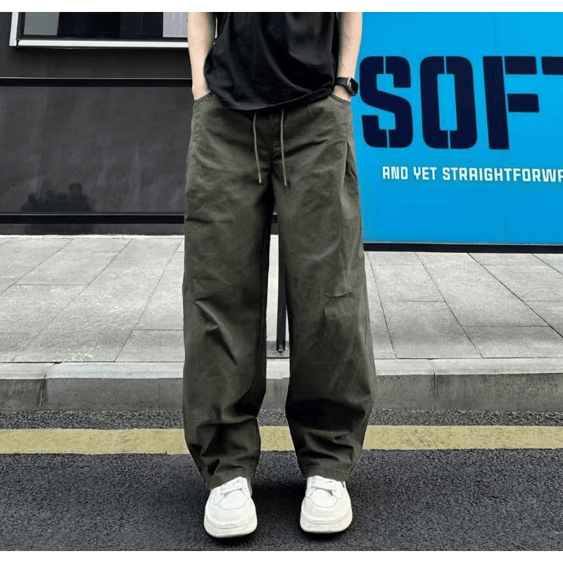 2026春季新款美式宽松工装裤子男款宝蓝色运动阔腿休闲裤GLB 军绿色 L 【建议125-140斤】