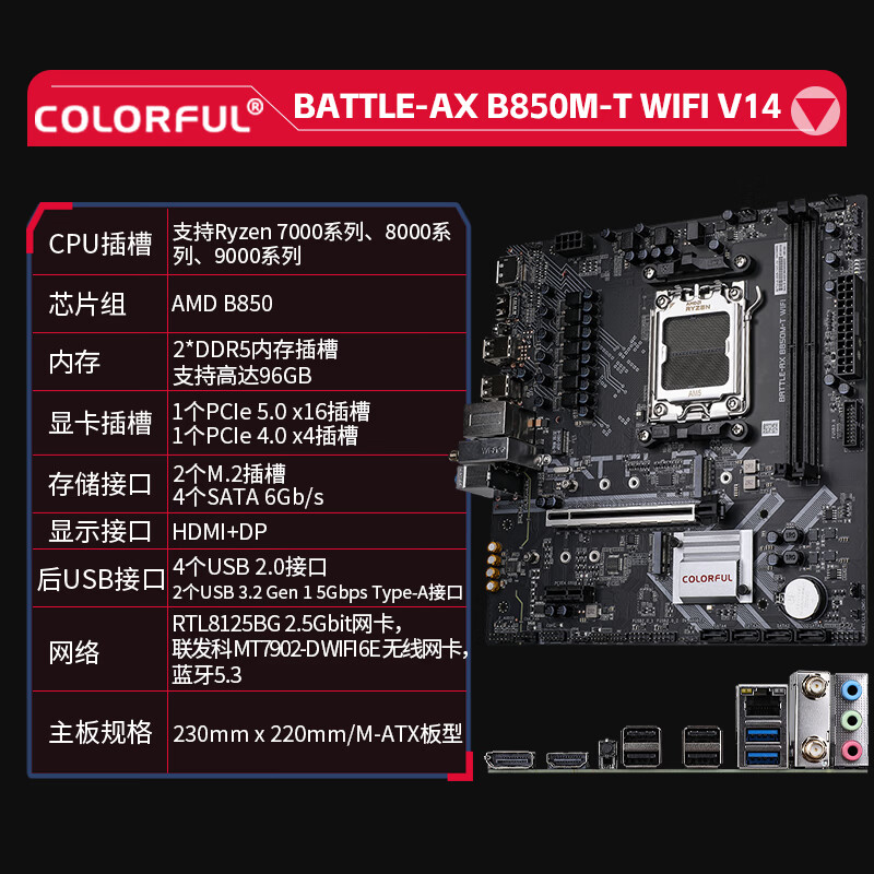 七彩虹 B850M系列 战斧 黑刃/超级黑刃/橘猫 图 3