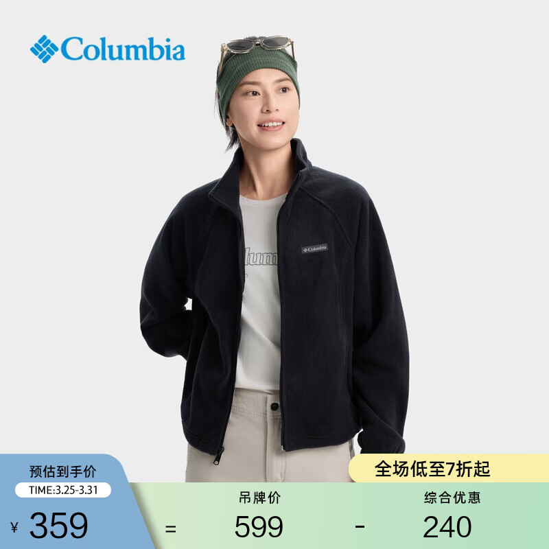 Columbia哥伦比亚户外女子时尚立领宽松保暖抓绒衣运动外套AP8182 010 黑色 XL (170/92A)