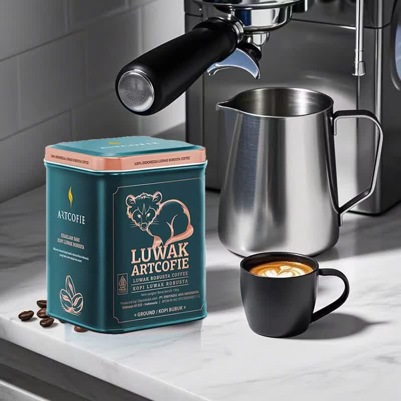 印尼原装进口LUWAK爪哇猫屎阿拉比咖啡罗布斯塔麝香猫手冲咖啡 蓝盒新款-罗布斯塔咖啡粉 100g