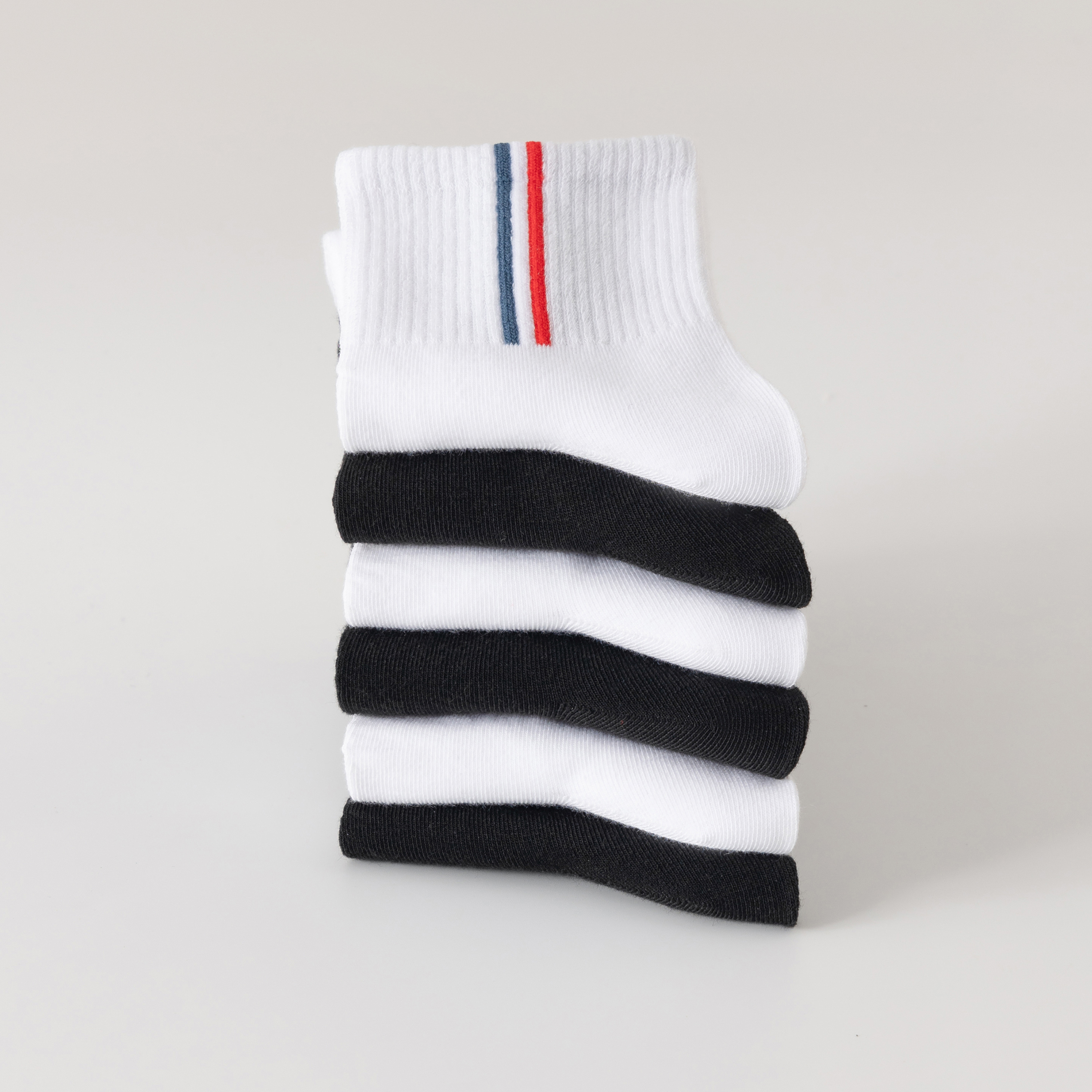 帕兰朵袜子男士夏季薄款抗菌防臭中筒运动袜吸汗透气休闲通勤短袜6双装 颜色随机彩虹条【4双】 均码