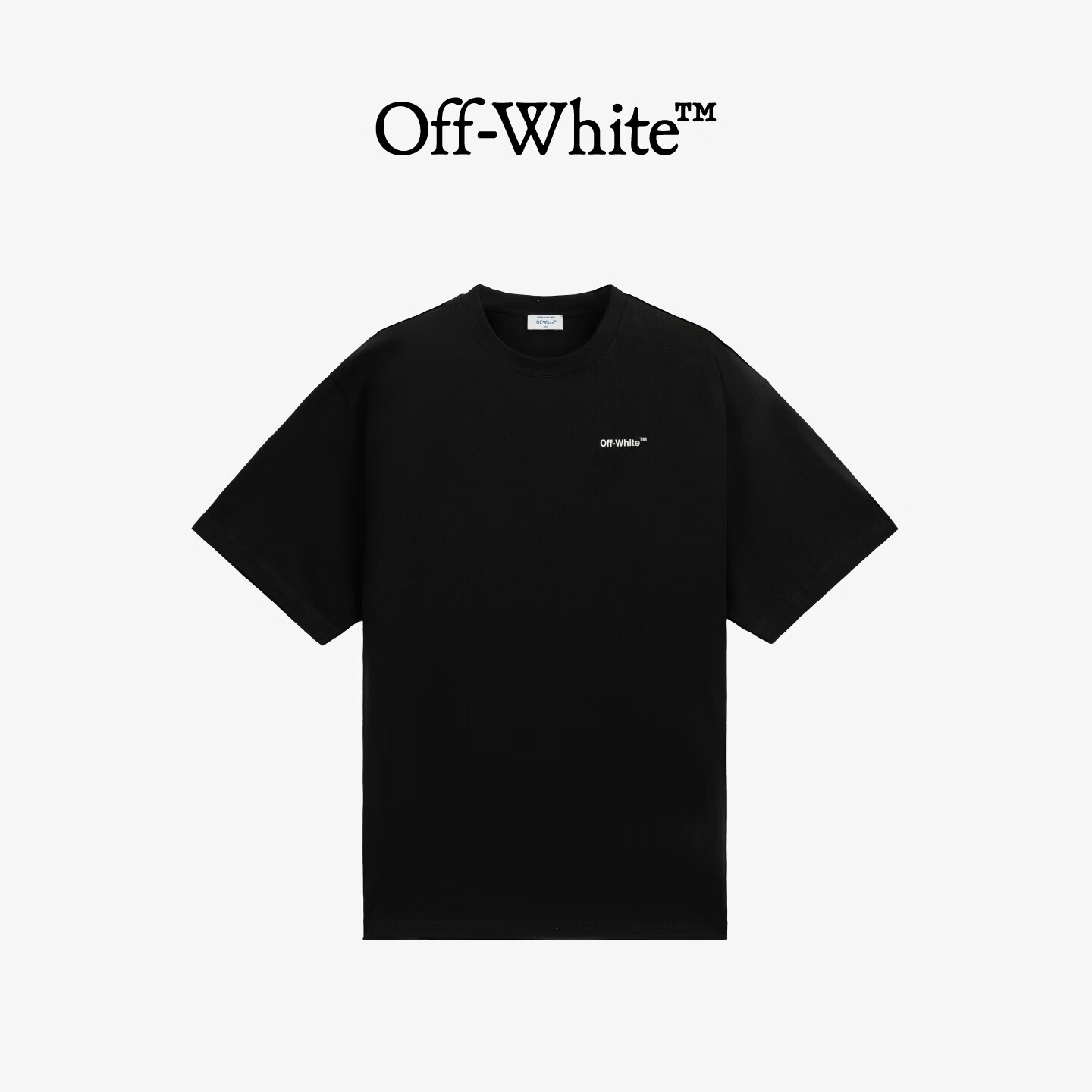 OFF WHITE™情侣装新款中长款短袖T恤半袖男士高端纯棉短袖夏季t恤女 黑色 L