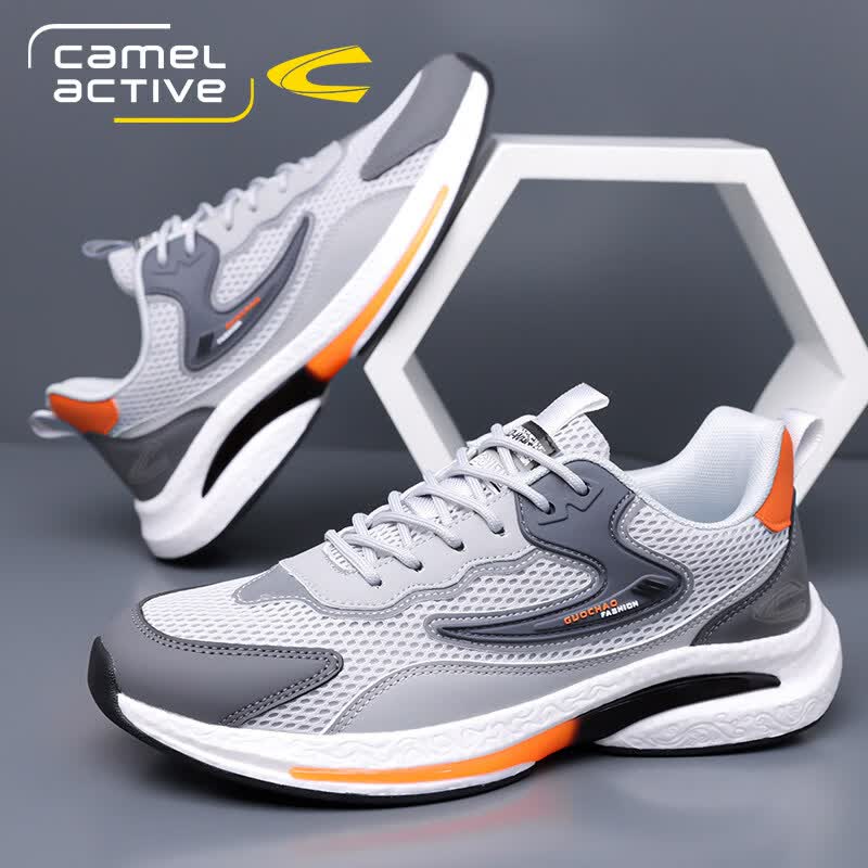 骆驼动感（camel active）2026夏季新款透气网面鞋男士休闲软底户外运动鞋轻便跑步鞋老爹鞋 灰色 41 (255mm)
