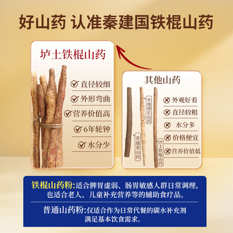 秦建国铁棍山药粉河南焦作温县怀山药熟粉早餐代餐粉冲泡即食药食同源 铁棍山药粉便携装 75g*5盒