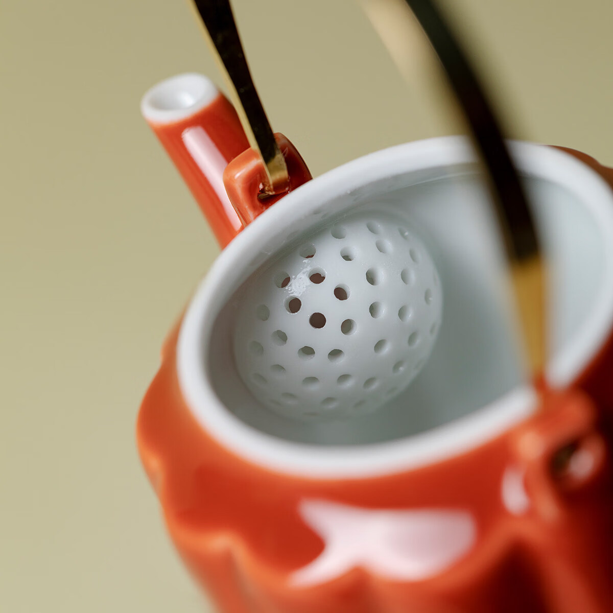 里作轻奢故宫红手工提梁壶高级中式高颜值陶瓷功夫茶壶家用泡茶壶 故宫红-松石绿-逸致提梁壶 120ml