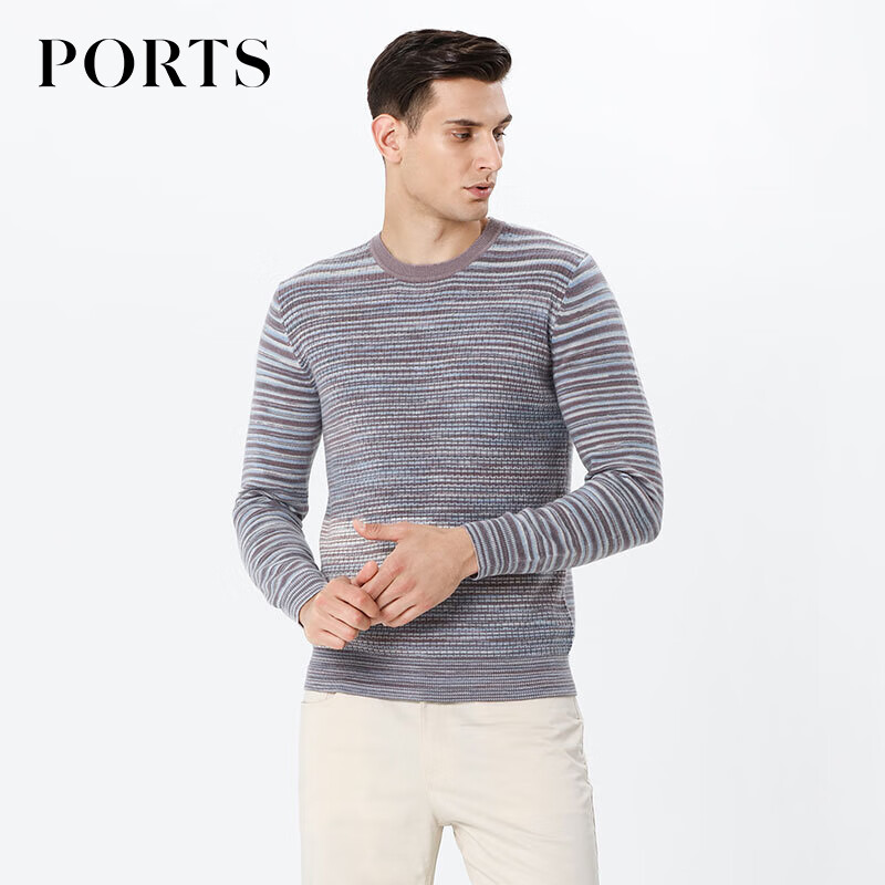 ports宝姿男装时尚舒适针织长袖圆领套头衫 coral pink s