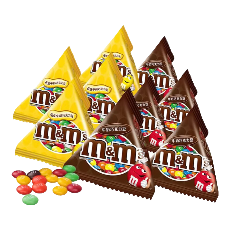 M&M'S巧克力豆休闲妙趣畅享216g生日礼物休闲零食儿童糖果婚礼喜糖tzb M豆花生牛奶*8袋【福气杯款】*2