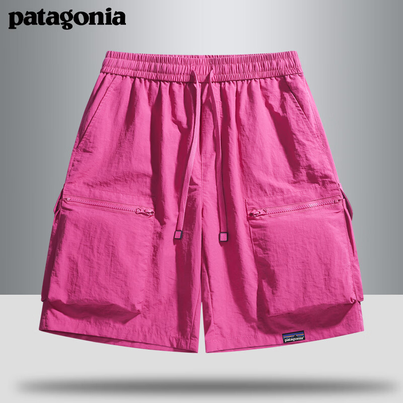 巴塔哥尼亚（Patagonia）男士户外短裤绒感保暖休闲连帽防风夹克外套潮流 粉红色 M