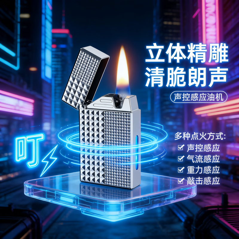 【巴黎钉】复古高档感应声控打火机金属耐磨油电混合高档礼盒包装 【2瓶】30ML煤油 单机