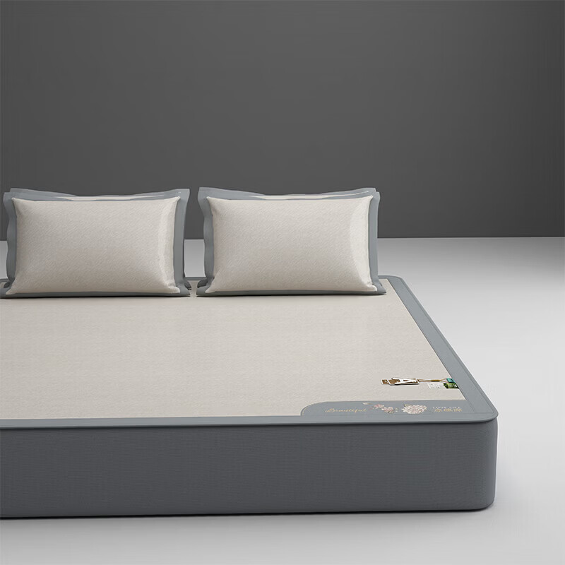 恒源祥冰丝凉席 A类夏季冰丝可机洗双PE凉感学生宿舍卧室单双人凉席套件 香槟色【床笠款】 三件套200cm*220cm【一席二枕套】