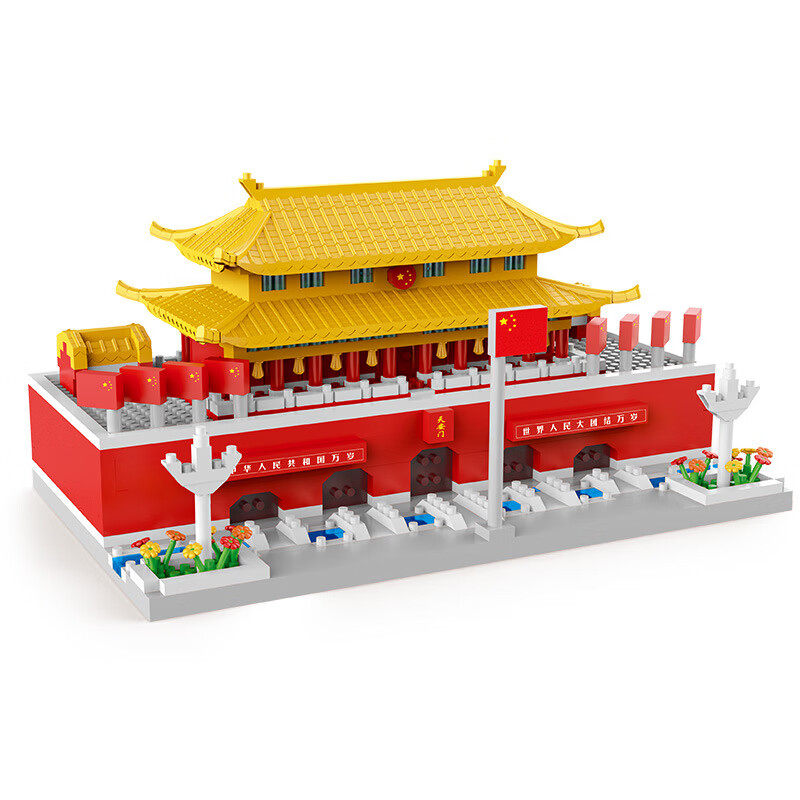RSRDDY故宫国潮积木玩具兼容乐高微颗粒拼装建筑积木模型礼物 雪景太和殿【1980粒】+饰灯+亚克力罩  彩盒