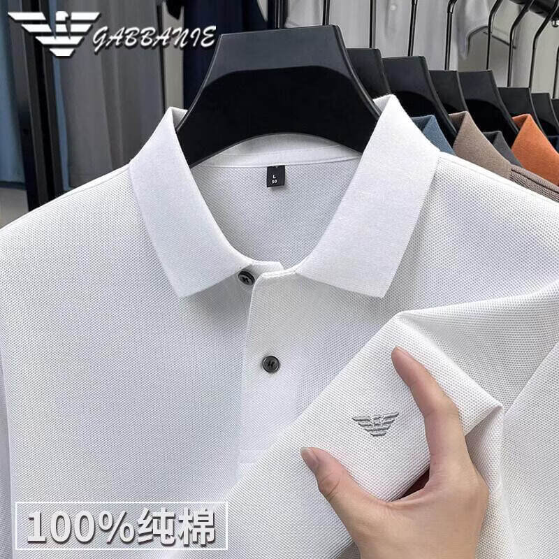 阿玛尼（ARMANI）意大利正品感高端短袖t恤男纯棉上衣夏季新款丝光棉翻领polo衫 十大奢侈品男装国际一线品牌GA_2825灰色 XL 175__【建议140-155斤】