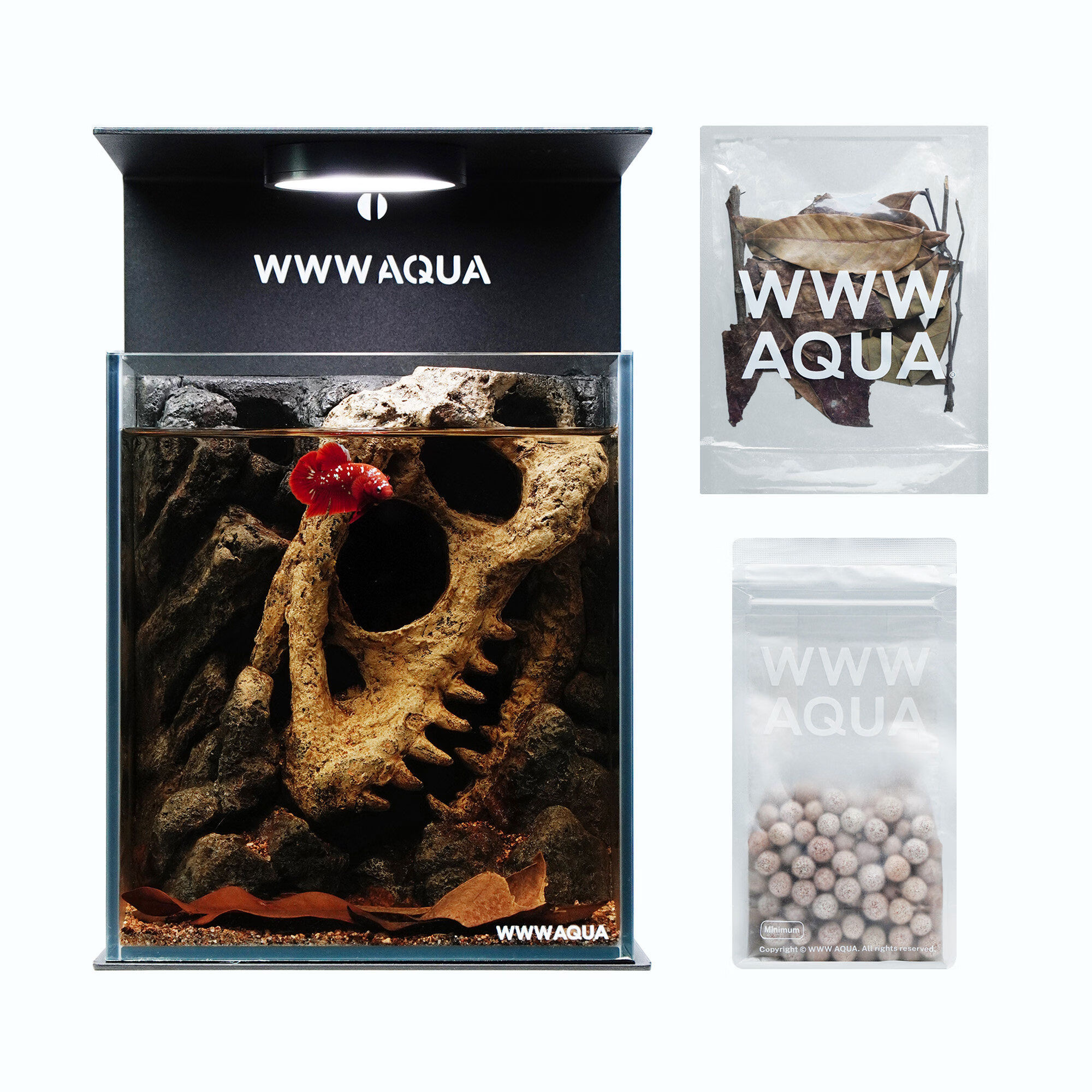 古化石系列霸王微景观造景斗鱼超玻璃家居桌面小鱼缸 化石系列霸王净化套装PLUS 21x21x32cm