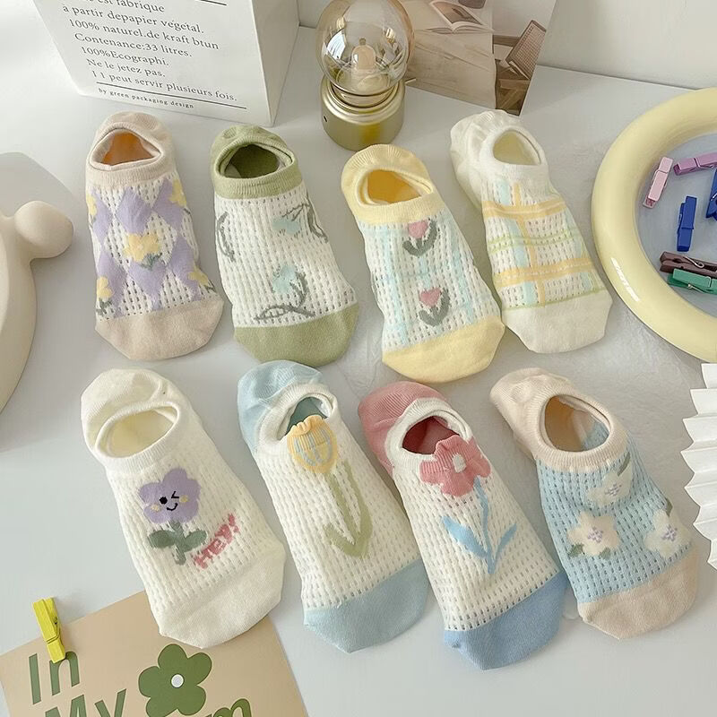 小红书同款镂空网眼AA 1+2+3+4+5 夏季薄款日系可爱隐形船袜女