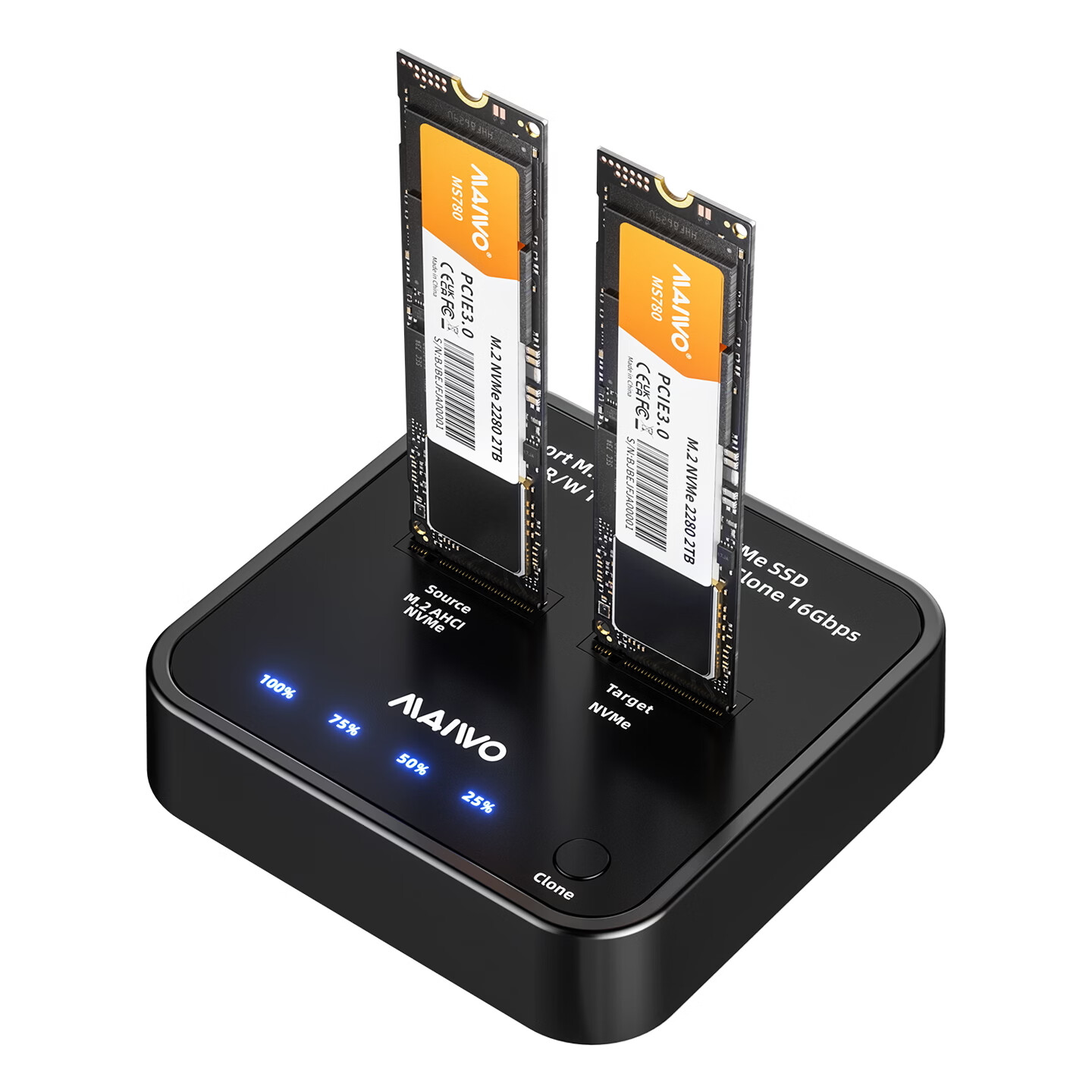 麦沃(MAIWO)M.2 NVMe固态硬盘拷贝机16Gbps克隆底座Typec适用笔记本台式电脑双盘位外接读取盒K3016AN M.2 NVMe拷贝机【读写+拷贝】16Gbps